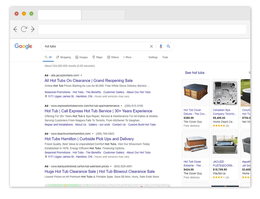 google ads results