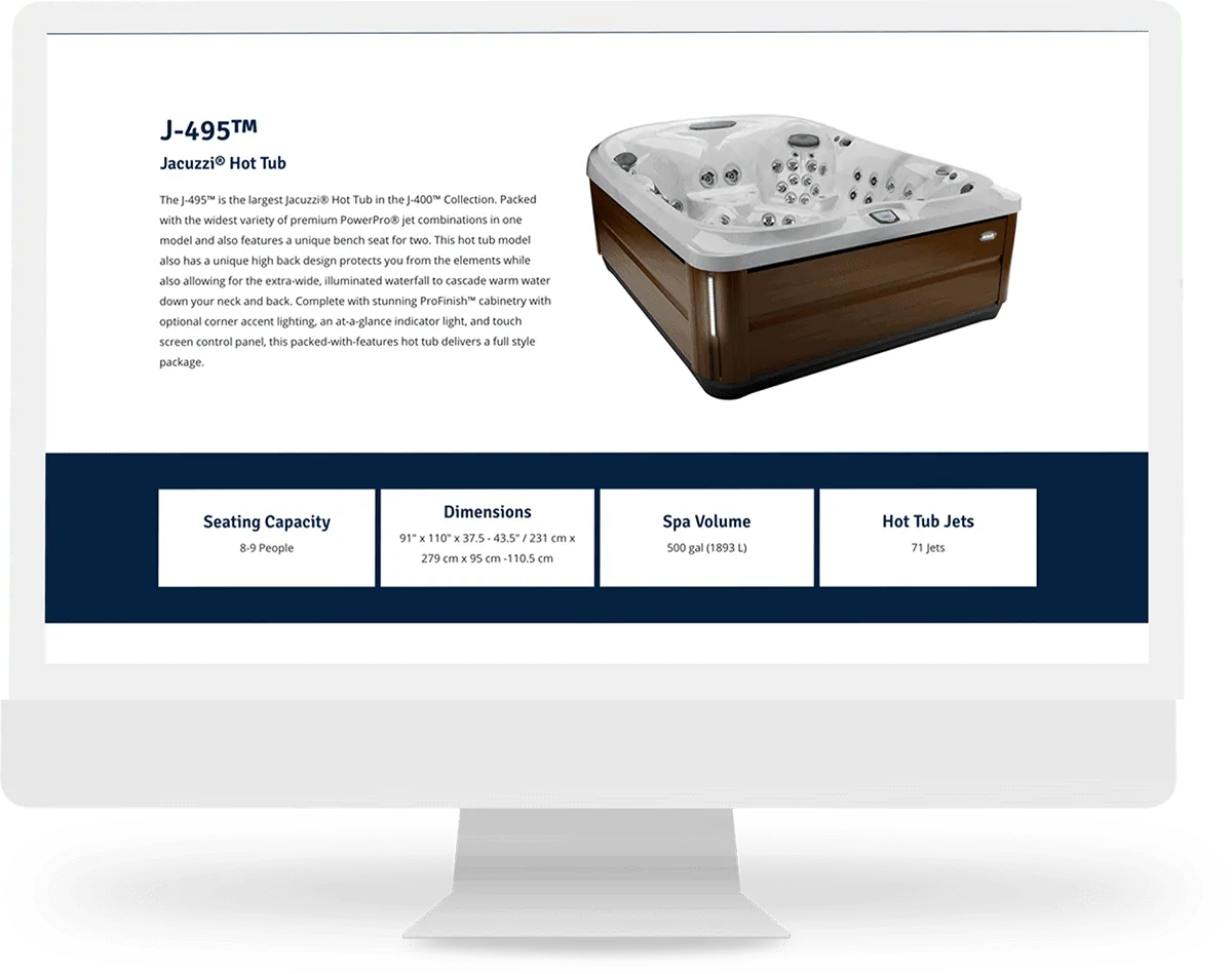 hot tub model page design