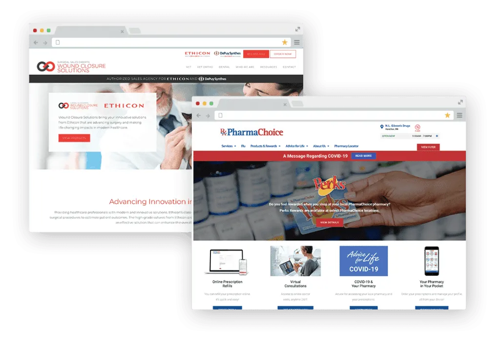 pharma website mockups