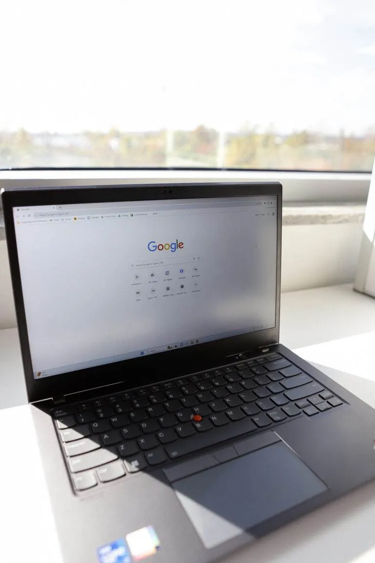 Laptop open on a desk